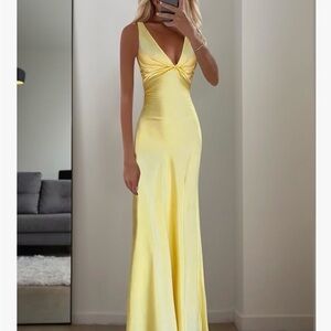 NWOT Elegant Yellow Satin Gown